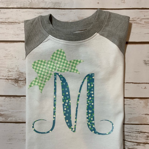 NWOT “M” monogram raglan shirt with bow - custom! - Picture 2 of 4